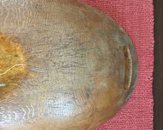 B127 - $75. Primitive Dough Bowl. Measures 21" x 11.5" x 3.5" tall. 