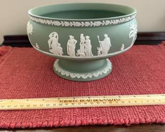 B115 - $60. Wedgwood Pedestal Bowl. Measures 9" x 5.25" tall. 
