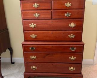 B52 - $300. Link Taylor 9 Drawer Dresser. Solid wood in excellent condition. Measures 40" x 20" x 55.5" tall. 