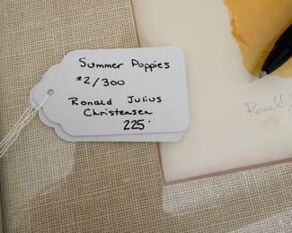 B56 - $225. Summer Poppies #2/300. Ronald Julius Christensen. Measures 29.75" x 25.5" framed. 