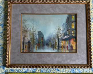 B64 - $200. Watercolor Signed Frugé  (Nestor Frugé) . Measures 22" x 18" framed.  