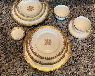 B17 - $225. Limoges China Set. Some pieces have significant wear and others are in excellent condition. Great if you need more pieces!(Has stamps from CH Field Haviland Limoges & M. Redon Limoges Special)