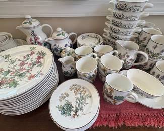 B69 - $425. Villeroy & Boch Botanica. Dishwasher & Microwave Safe. This was an "everyday" set so some pieces do show wear (and may not be counted in the piece count if they have a chip or significant markings)