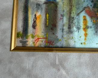 B64 - $200. Watercolor Signed Frugé  (Nestor Frugé) . Measures 22" x 18" framed.  
