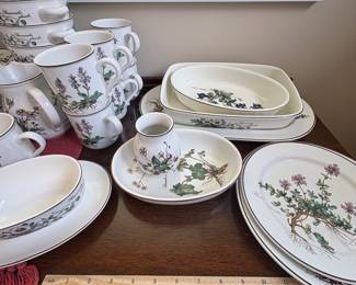 B69 - $425. Villeroy & Boch Botanica. Dishwasher & Microwave Safe. This was an "everyday" set so some pieces do show wear (and may not be counted in the piece count if they have a chip or significant markings)