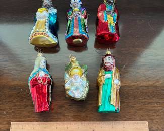 B145 - $100. Kurt Adler Nativity Glass Ornament Set. Some Discoloration. 