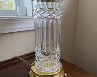 B44 - $350. Waterford Table Lamp. Shade & Lamp are marked. Measures 30" tall. 