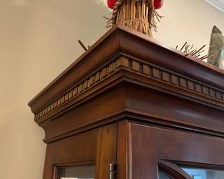 B10 - $275. Statton, Chippendale Style, Mahogany, Lighted Display Cabinet with 4 Adjustable Glass Shelves (1 is permanent). Measures 42" wide x 16" deep x 81.5" tall. 