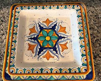 B76 - $25. PAIR of Gialleli Giulio Deruta Platters. 10" & 12". 