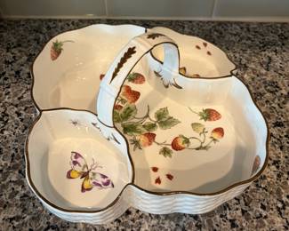 B79 - $60. Coalport Strawberry Basket Tray with Cream & Sugar. Excellent Condition. 