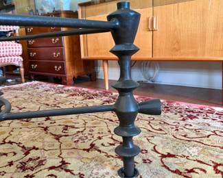B40 - $150. Glass Top Coffee Table. Unmarked but google says it's a Giacometti Design. Measures 48" square x 20.25" tall. Has one spot that is chipped. Metal frame is in very good condition.  