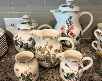 B69 - $425. Villeroy & Boch Botanica. Dishwasher & Microwave Safe. This was an "everyday" set so some pieces do show wear (and may not be counted in the piece count if they have a chip or significant markings)