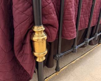 B38 - $125. Full Size Iron Bed. Measures 54" x 58" tall x 80" long. Clean, but older, mattress & box spring included if you'd like them. 