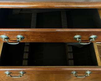 B13 - $375. Queen Anne Style Silver Chest. Moves in Top & Base Pieces. 4 Drawers all slide easily - no name found. Measures 22" x 16" x 40" tall. 