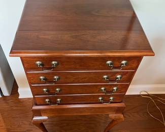 B13 - $375. Queen Anne Style Silver Chest. Moves in Top & Base Pieces. 4 Drawers all slide easily - no name found. Measures 22" x 16" x 40" tall. 