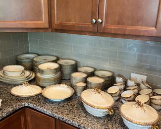 B17 - $225. Limoges China Set. Some pieces have significant wear and others are in excellent condition. Great if you need more pieces!(Has stamps from CH Field Haviland Limoges & M. Redon Limoges Special)