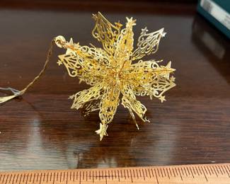 B147 - $35. Set of Baldwin Brass 24k Gold Finish Icicle & Snowflake Ornaments. 