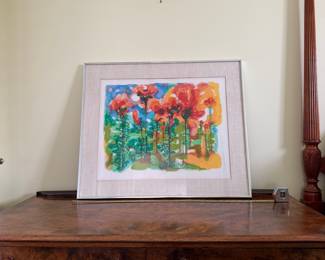 B56 - $225. Summer Poppies #2/300. Ronald Julius Christensen. Measures 29.75" x 25.5" framed. 