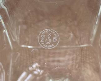 B130 - $60. Baccarat France Decanter (no issues) & Stopper (chips on base). Measures 8" tall. 