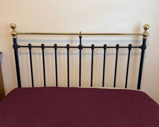 B38 - $125. Full Size Iron Bed. Measures 54" x 58" tall x 80" long. Clean, but older, mattress & box spring included if you'd like them. 