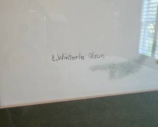 B68 - $200. Charlene Winterle Olson Watercolor Landscape Painting. Measures 46" x 37". 