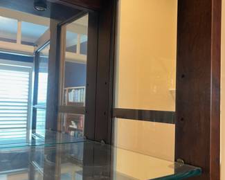 B10 - $275. Statton, Chippendale Style, Mahogany, Lighted Display Cabinet with 4 Adjustable Glass Shelves (1 is permanent). Measures 42" wide x 16" deep x 81.5" tall. 