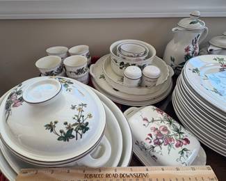 B69 - $425. Villeroy & Boch Botanica. Dishwasher & Microwave Safe. This was an "everyday" set so some pieces do show wear (and may not be counted in the piece count if they have a chip or significant markings)