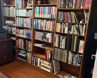 B7 - $500 Each. 3 Available in this size. Mid-Century Bookcases in Teak by Poul Hundevad. Danish wooden bookcases - shelves are adjustable. Measures 54.5" wide x 12" deep x 77" tall. SUNDAY PICKUP PREFERRED!