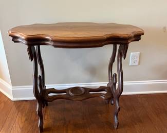 B30 - $125. Antique Parlor Table. Measures 33.75" x 20.25" x 28.25" tall. Sturdy but does have a little wiggle that I'm sure would be easy to tighten.  