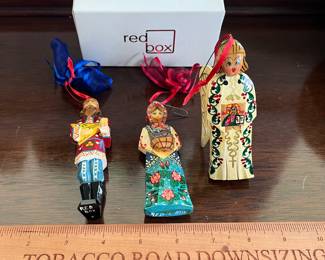 B148 - $30. Handmade Russian Ornaments "Red Box" Set. 