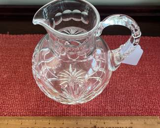 B136 - $25. Crystal Pitcher. Measures 7.25" tall. (Probably a Gorham Pattern)