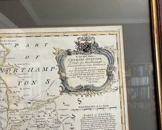 B5 - $60. Reproduction Map from Thomas Kitchin. Charles Spenser Duke of Marlborough - Oxfordshire. Framed it measures 27.5" x 34.5". 