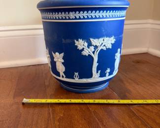 B55 - $95. Smaller Wedgwood Jasperware Jardiniere. Measures 8.5" wide x 8.5" tall. No chips or cracks noted. 