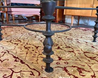 B40 - $150. Glass Top Coffee Table. Unmarked but google says it's a Giacometti Design. Measures 48" square x 20.25" tall. Has one spot that is chipped. Metal frame is in very good condition.  