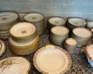 B17 - $225. Limoges China Set. Some pieces have significant wear and others are in excellent condition. Great if you need more pieces!(Has stamps from CH Field Haviland Limoges & M. Redon Limoges Special)