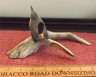 B142 - $80. Phillip E. Brown Swannanoa NC. Carved Carolina Wren