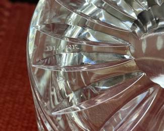 B135 - $35. Block Crystal Biscuit Jar. Measures 8" tall. 