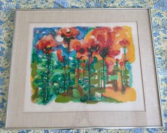 B56 - $225. Summer Poppies #2/300. Ronald Julius Christensen. Measures 29.75" x 25.5" framed. 