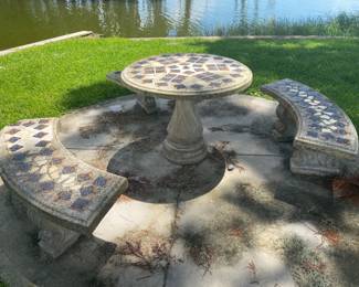 Concrete Patio Table & Benches 