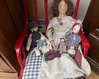 Antique dolls and children's furniture