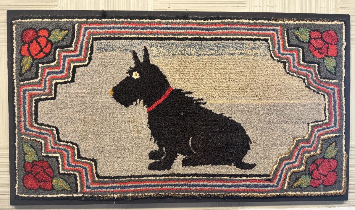 Hooked Rug with Scottie Dog