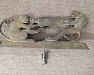 Cast Iron Two Monkeys Relief Plaque, 'PETRE'