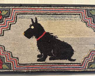 Hooked Rug with Scottie Dog