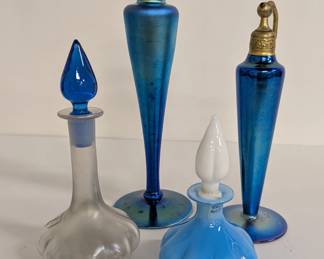 Steuben Blue Aurene Perfumes & Atomizer