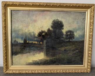 River Landscape at Dusk, Oil