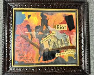 Herb Hamlett Sr. Framed Collage, 'Riot' (Attica)