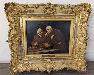 A. Tamburini Oil, Two Monks Dining