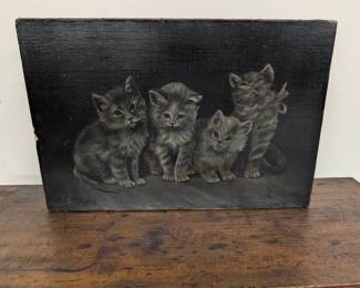 Oil Painting of Kittens on Canvas