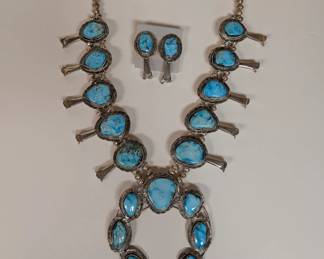 Navajo Squash Blossom Necklace & Earrings