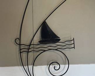 Wrought Iron Sailboat Wall Sculpture